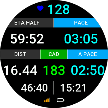 An advanced running data widget for Amazfit / ZeppOS. Track 40+ metrics at a glance—pace, HR, cadence, distance, plus lap data and training effect (when supported).  Built with clean, responsive layouts for different screen shapes and color-coded HR zones for quick feedback.
